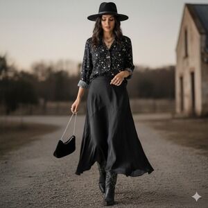 Rails Noemi Celestial Star Galaxy Button Up Shirt Whimsigoth Fairygrunge Black M